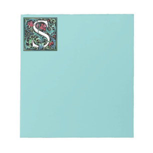 Farbige S-Monogramm 5,5" x 6" Notepad - 40 Seiten Notizblock