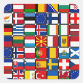 Farbige Sammlung von Weltflaggen Quadratischer Aufkleber (Vorderseite)