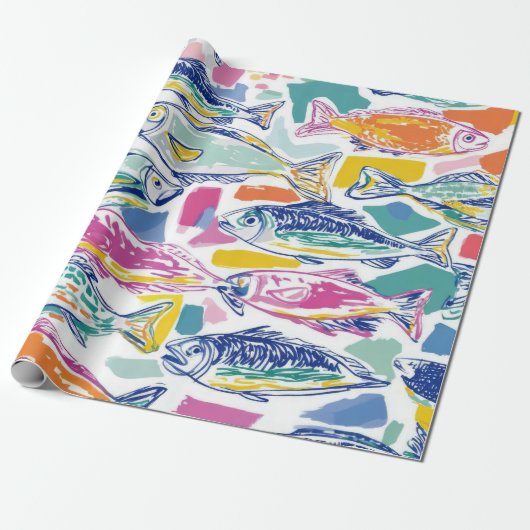 Farbige Sardinen Nahtloses Muster (2) Geschenkpapier (Ungerollt)