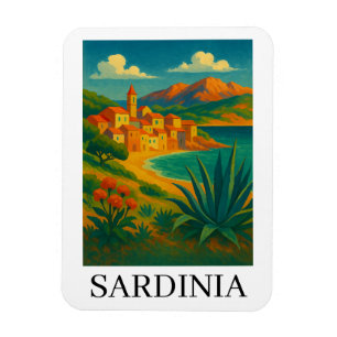 Farbige Sardinien Italien Vintage Reise Kunst Magnet