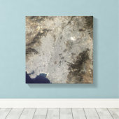 Farbige Satellitenansicht des zentralen Athen Leinwanddruck (Insitu (Holzboden))