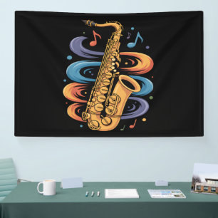 Farbige Saxophon-Musik-Flow-Jazz-Instrument Banner