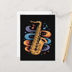 Farbige Saxophon-Musik-Flow-Jazz-Instrument Feiertagspostkarte