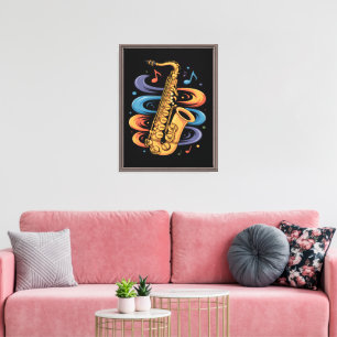 Farbige Saxophon-Musik Flow Jazz-Instrument Leinwanddruck