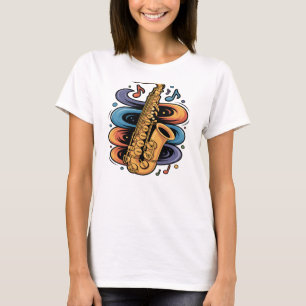 Farbige Saxophon-Musik-Flow-Jazz-Instrument T-Shirt