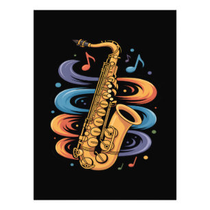 Farbige Saxophon-Musik-Fluss-Jazz-Instrument Fotodruck