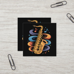 Farbige Saxophon-Musik-Fluss-Jazz-Instrument Quadratische Visitenkarte