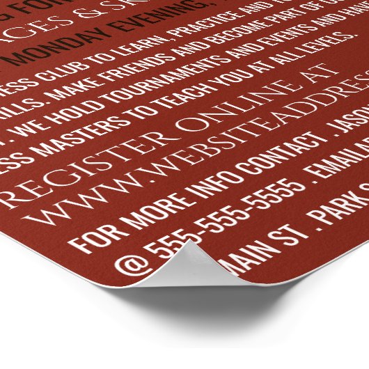 Farbige Schachbrett, Schachklubwerbung Poster (Ecke)