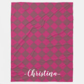 Farbige Schachbretter - Himbeere Fleecedecke (Vorderseite)