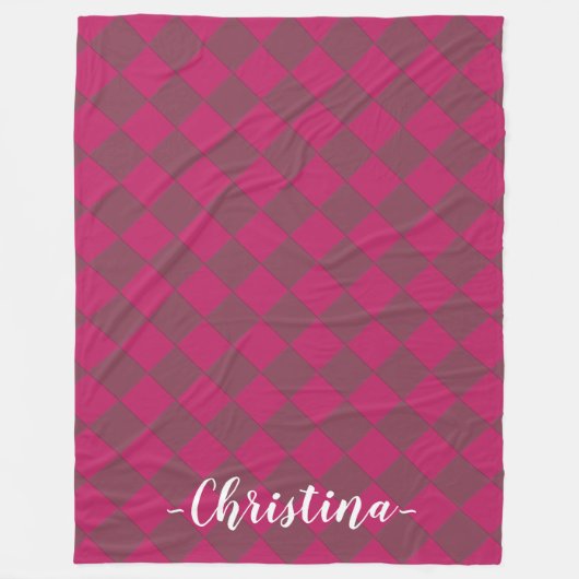 Farbige Schachbretter - Himbeere Fleecedecke (Vorderseite)