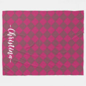 Farbige Schachbretter - Himbeere Fleecedecke (Vorderseite (Horizontal))