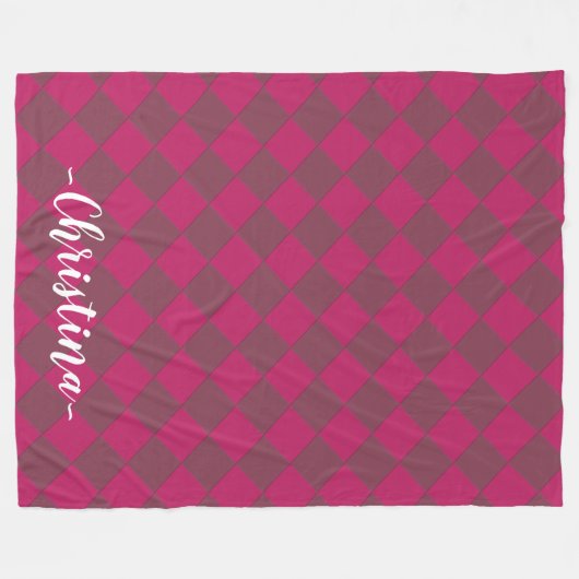 Farbige Schachbretter - Himbeere Fleecedecke (Vorderseite (Horizontal))