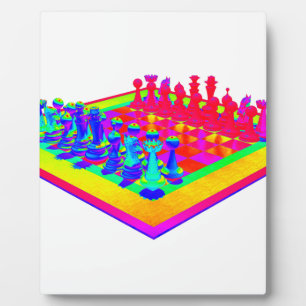 Farbige Schachbretter und Schachpartien Fotoplatte