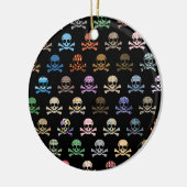 Farbige Schädel- und Kreuzknochen Keramikornament (Links)