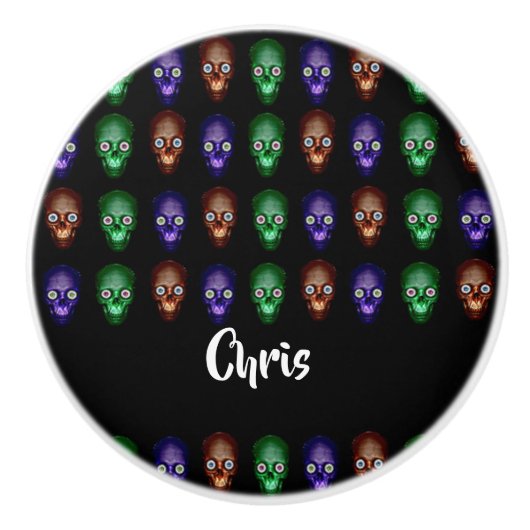 Farbige Schädelköpfe Keramikknauf (Vorderseite)