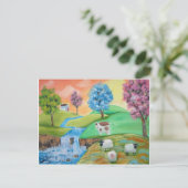 FARBIGE SCHAFENKÜHE POSTKARTE (Stehend Vorderseite)