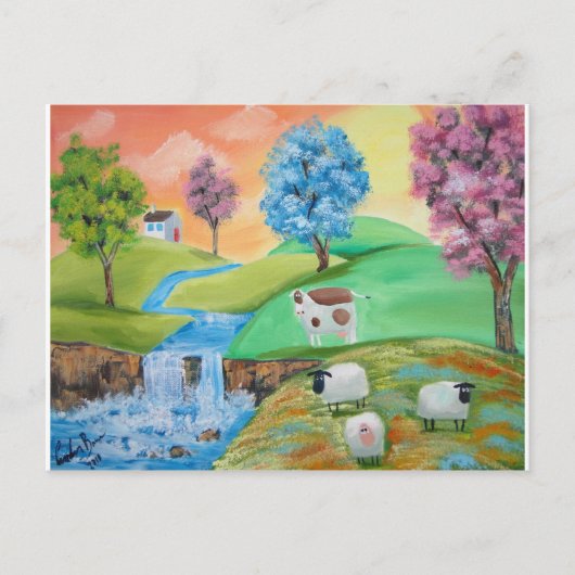 FARBIGE SCHAFENKÜHE POSTKARTE (Vorderseite)