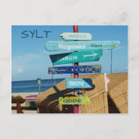 Farbige Schilder auf Post, Hörnum, Insel Sylt