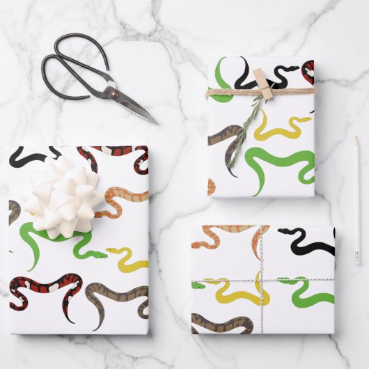 Farbige Schlangen Python Reptile Muster Geschenkpapier Set (Vorderseite)