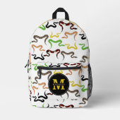 Farbige Schlangen Python Reptile Muster Monogram Bedruckter Rucksack (Vorderseite)