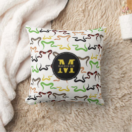 Farbige Schlangen Python Reptile Muster Monogram Kissen