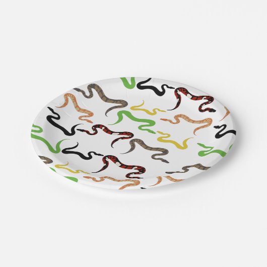 Farbige Schlangen Python Reptile Muster Pappteller (Schrägansicht)
