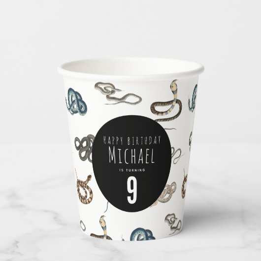 Farbige Schlangen Reptile Animal Birthday Party Pappbecher (Rückseite)