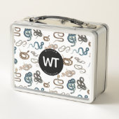 Farbige Schlangen Reptile Tiermuster Monogramm Metall Brotdose (Rückseite)