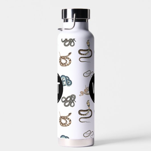 Farbige Schlangen Reptile Tiermuster Monogramm Trinkflasche (Rechts)
