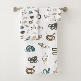 Farbige Schlangen Reptilienmuster Badhandtuch Set
