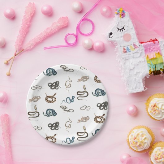 Farbige Schlangen Reptilienmuster Pappteller (Party)