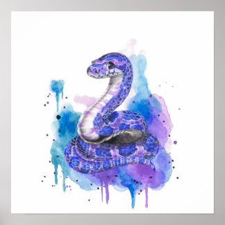 Farbige Schlangen-Wasserfarben-Kunst Poster