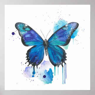 Farbige Schmetterling-Aquarell-Kunst Poster