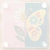 Farbige Schmetterling- und Blumen-Design Glasuntersetzer (Rückseite)
