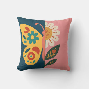 Farbige Schmetterling- und Blumen-Design Kissen