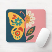 Farbige Schmetterling- und Blumen-Design Mousepad (Mit Mouse)