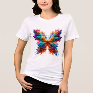 Farbige Schmetterling-Wasserfarben-Kunst-T-Shirt | Tri-Blend Shirt