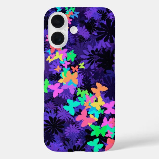 Farbige Schmetterlinge auf blau Case-Mate iPhone Hülle (Rückseite)
