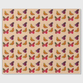farbige Schmetterlinge in Pfirsich Geschenkpapier (Flach)