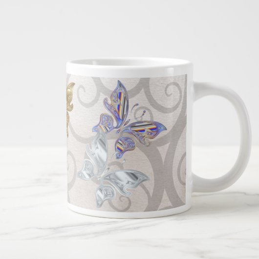 Farbige Schmetterlinge Jumbo-Tasse (Rechts)