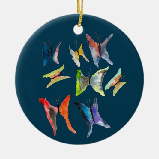 Farbige Schmetterlinge Keramik Ornament (Vorne)