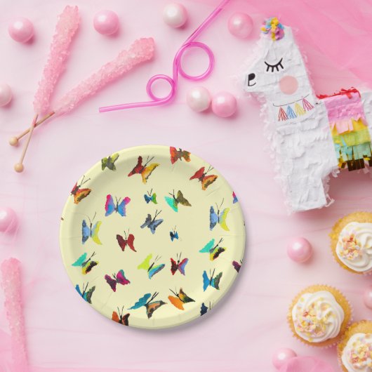 Farbige Schmetterlinge Pappteller (Party)