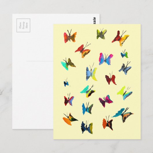 Farbige Schmetterlinge Postkarte (Vorne/Hinten)