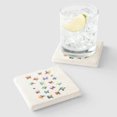 Farbige Schmetterlinge Steinuntersetzer (Seitenansicht)