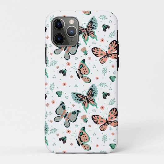 Farbige Schmetterlinge und Blume Case-Mate iPhone Hülle (Rückseite)
