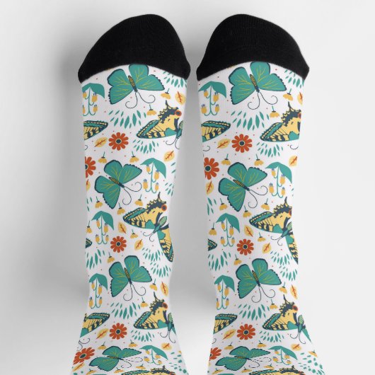 Farbige Schmetterlinge und Blume Socken (Oben)