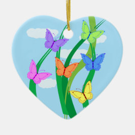 Farbige Schmetterlinge und Himmel Keramikornament