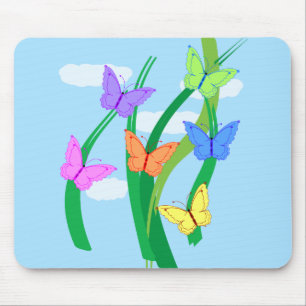 Farbige Schmetterlinge und Himmel Mousepad
