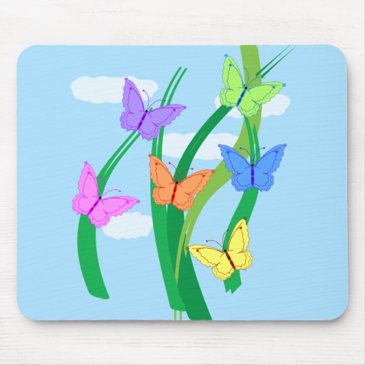 Farbige Schmetterlinge und Himmel Mousepad (Vorne)