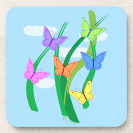 Farbige Schmetterlinge und Himmel Untersetzer